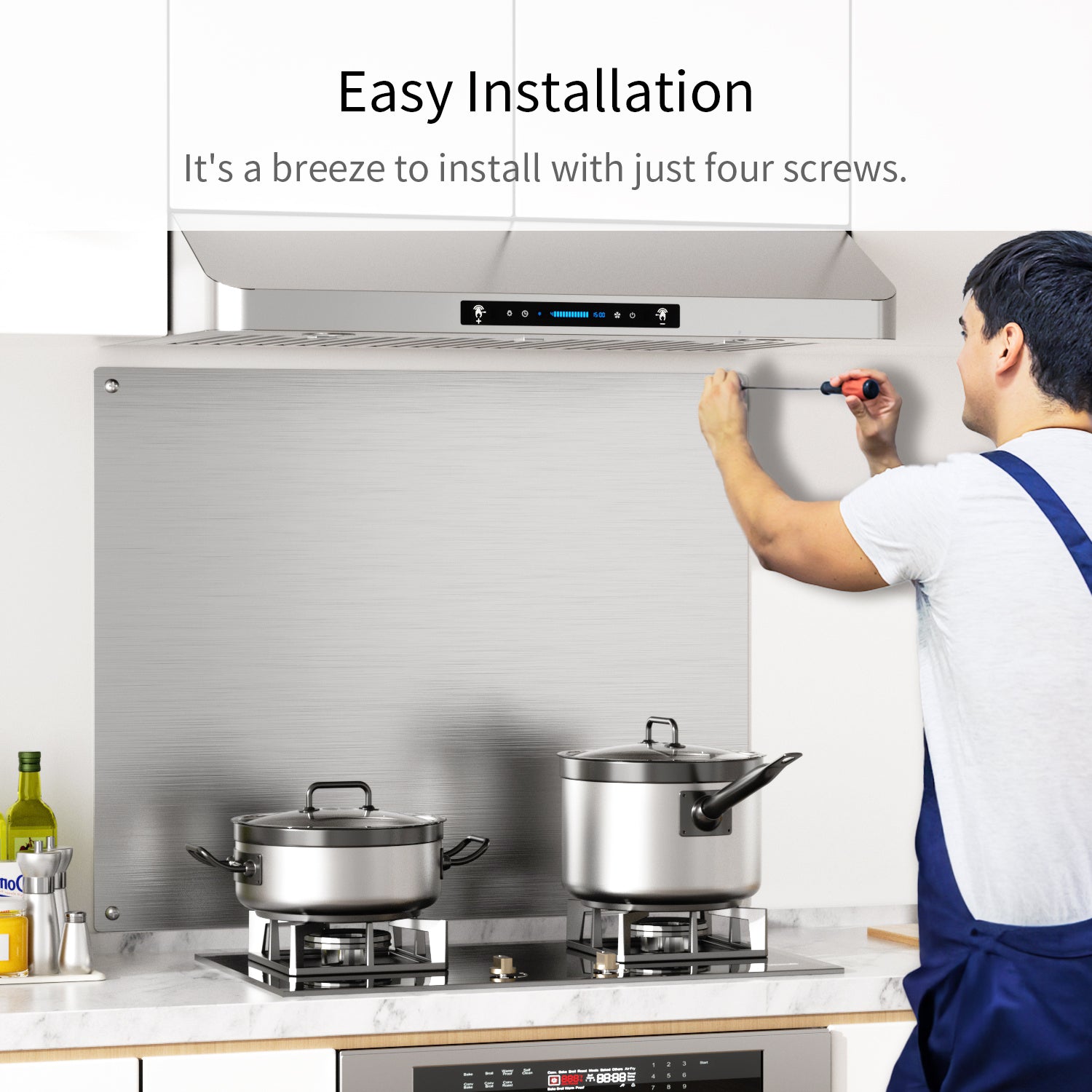 IKTCH 24 x 30 Inch Stainless Steel Backsplash, Stove Backsplash Protector for Wall, Range Hood Wall Shield, Pre Drilled Holes for Easy Installation