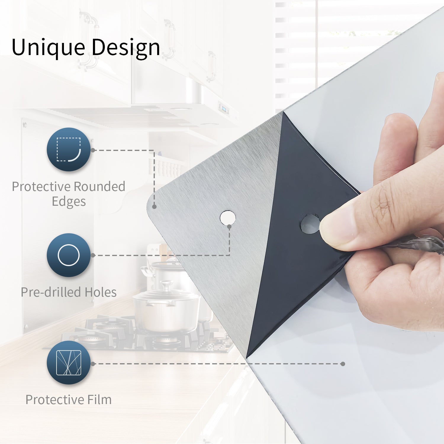 IKTCH 24 x 30 Inch Stainless Steel Backsplash, Stove Backsplash Protector for Wall, Range Hood Wall Shield, Pre Drilled Holes for Easy Installation