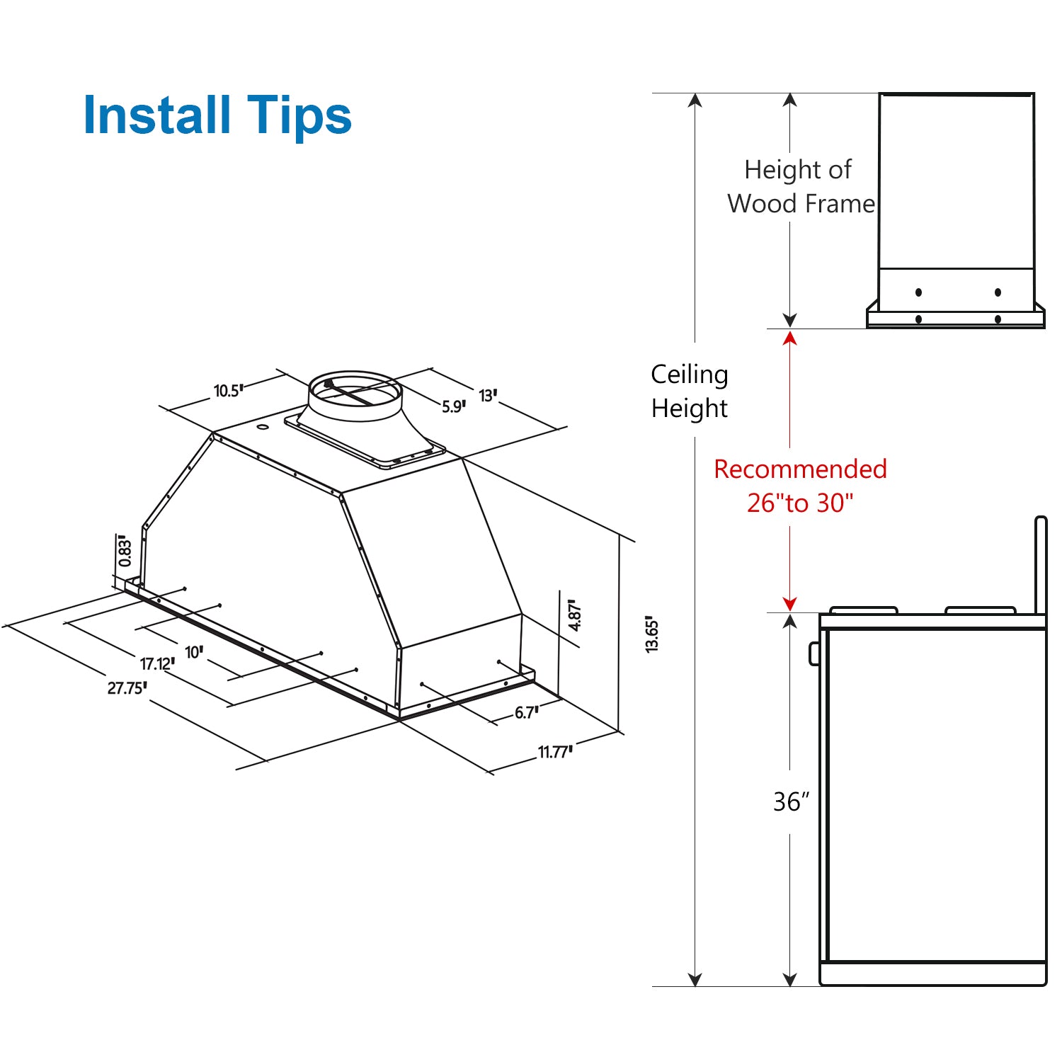 IKTCH New Range Hood Insert, 900 CFM Ducted/Ductless Range Hood with 4 Speed Fan, White Stainless Steel & Tempered Glass Range Hood with Gesture Sensing&Touch Control Making life Smarter