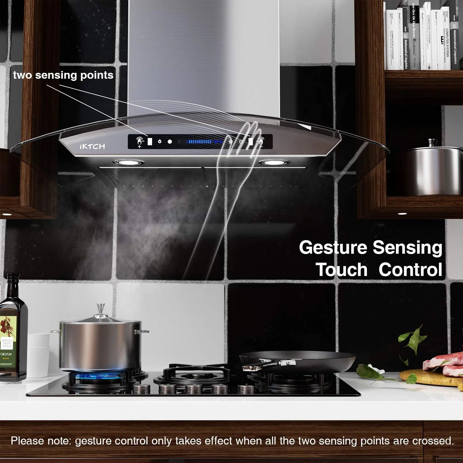IKTCH Wall Mount Range Hoods 900 CFM Ductless Kitchen Vent Hoods IKP03 30 36 Wall Mount Hood