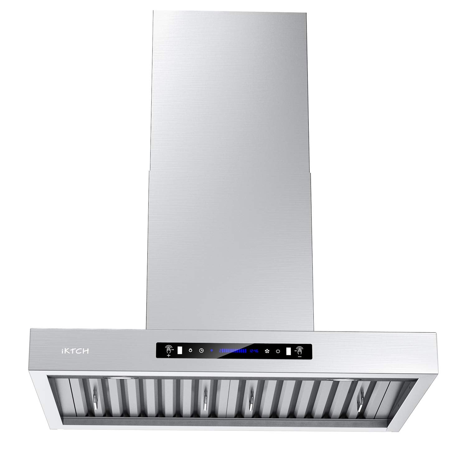 IKTCH Wall Mount Range Hood, 900 CFM Ducted Range Hood with 4 Speed Fan, Durable Stainless Steel with Gesture Sensing & Touch Control IKP01