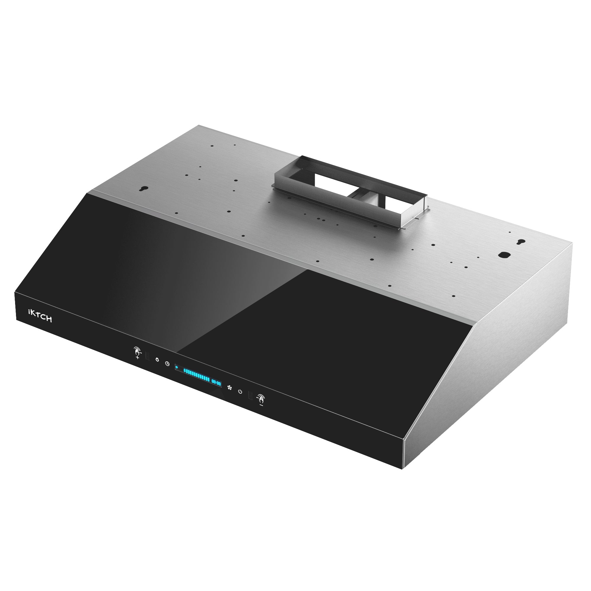 IKTCH Upgrated Under Cabinet Range Hood, 900 CFM Ducted Range Hood with 4 Speed Fan, Stainless Steel & Black Tempered Glass Range Hood with Gesture Sensing&Touch Control Making life Smarter