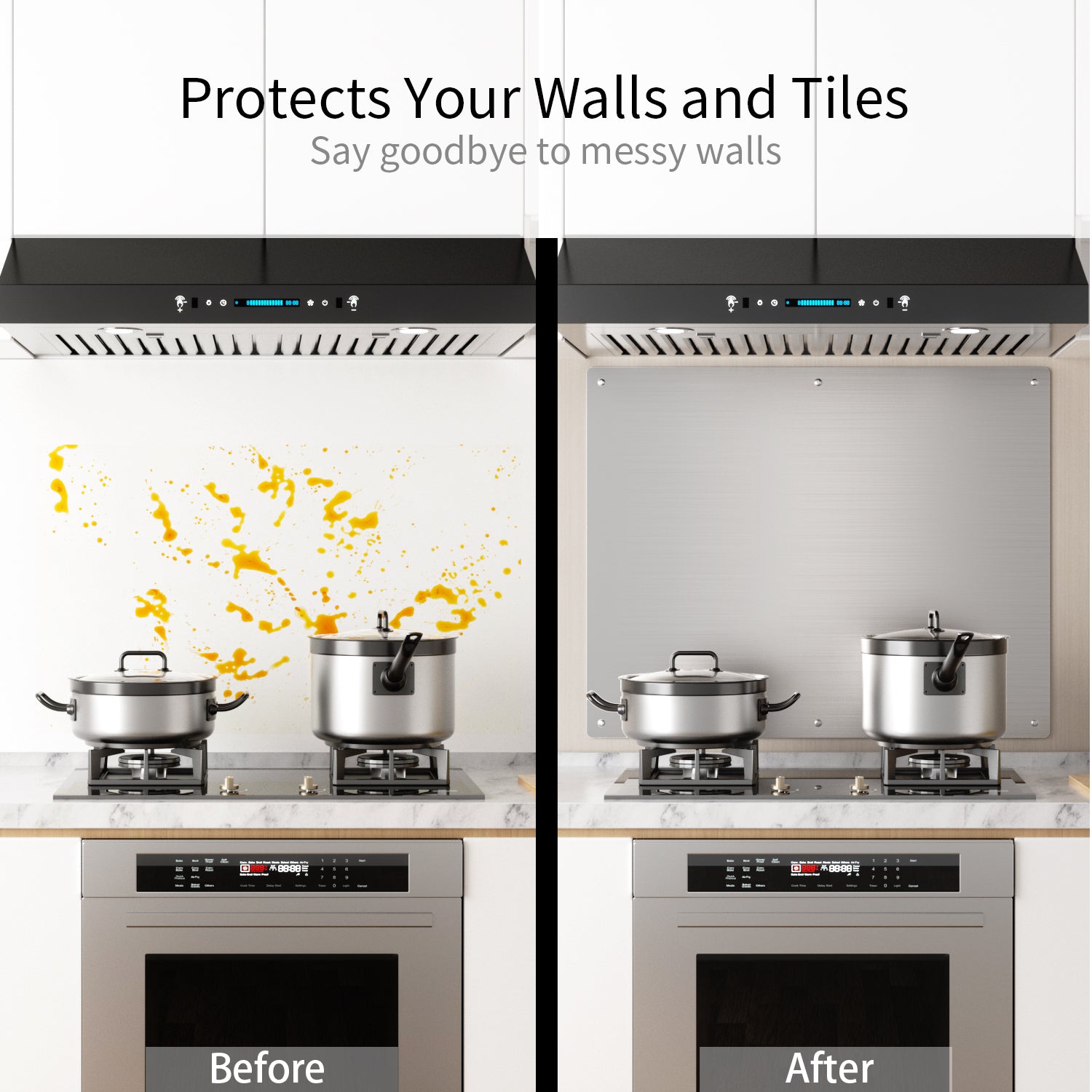 IKTCH 24 x 30 Inch Stainless Steel Backsplash, Stove Backsplash Protector for Wall, Range Hood Wall Shield, Pre Drilled Holes for Easy Installation