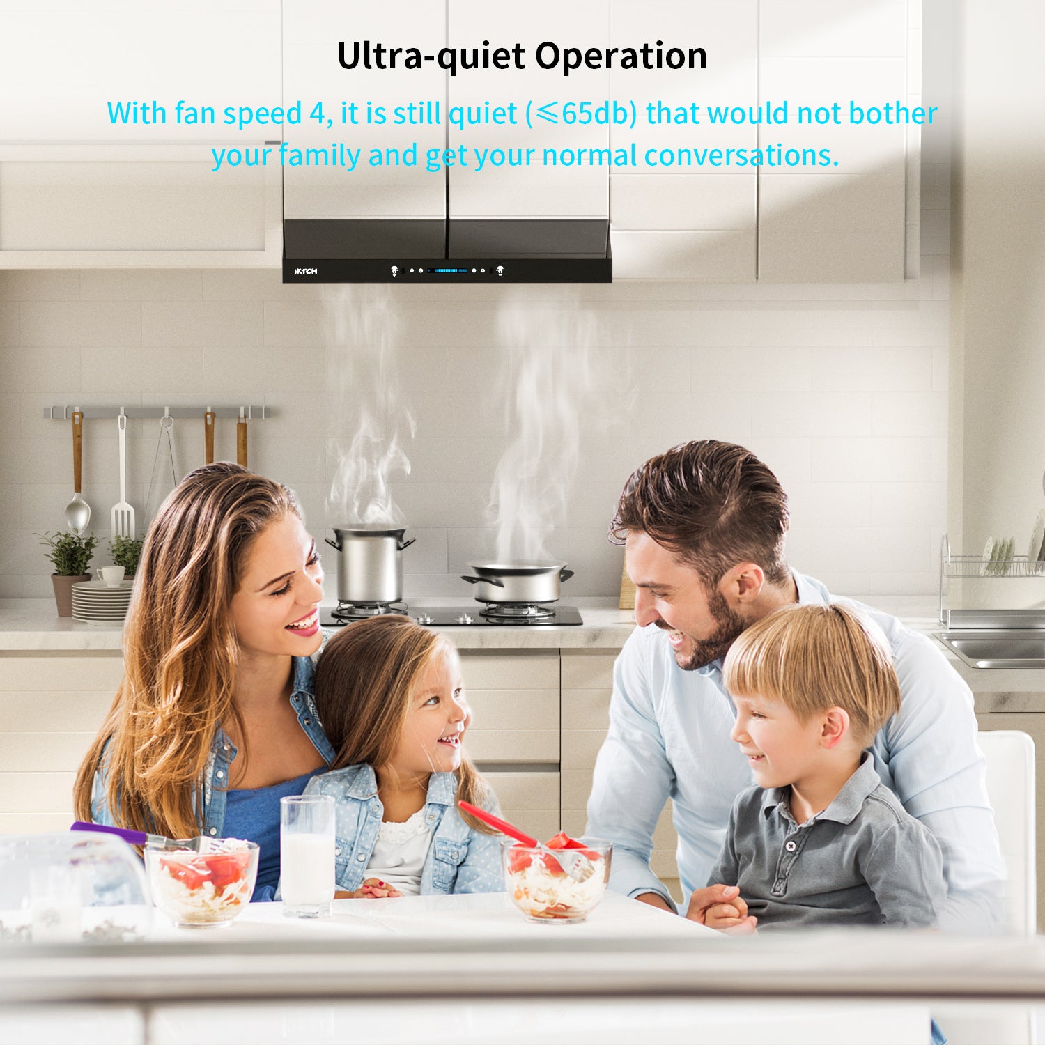 IKTCH Upgrated Under Cabinet Range Hood, 900 CFM Ducted Range Hood with 4 Speed Fan, Stainless Steel & Black Tempered Glass Range Hood with Gesture Sensing&Touch Control Making life Smarter