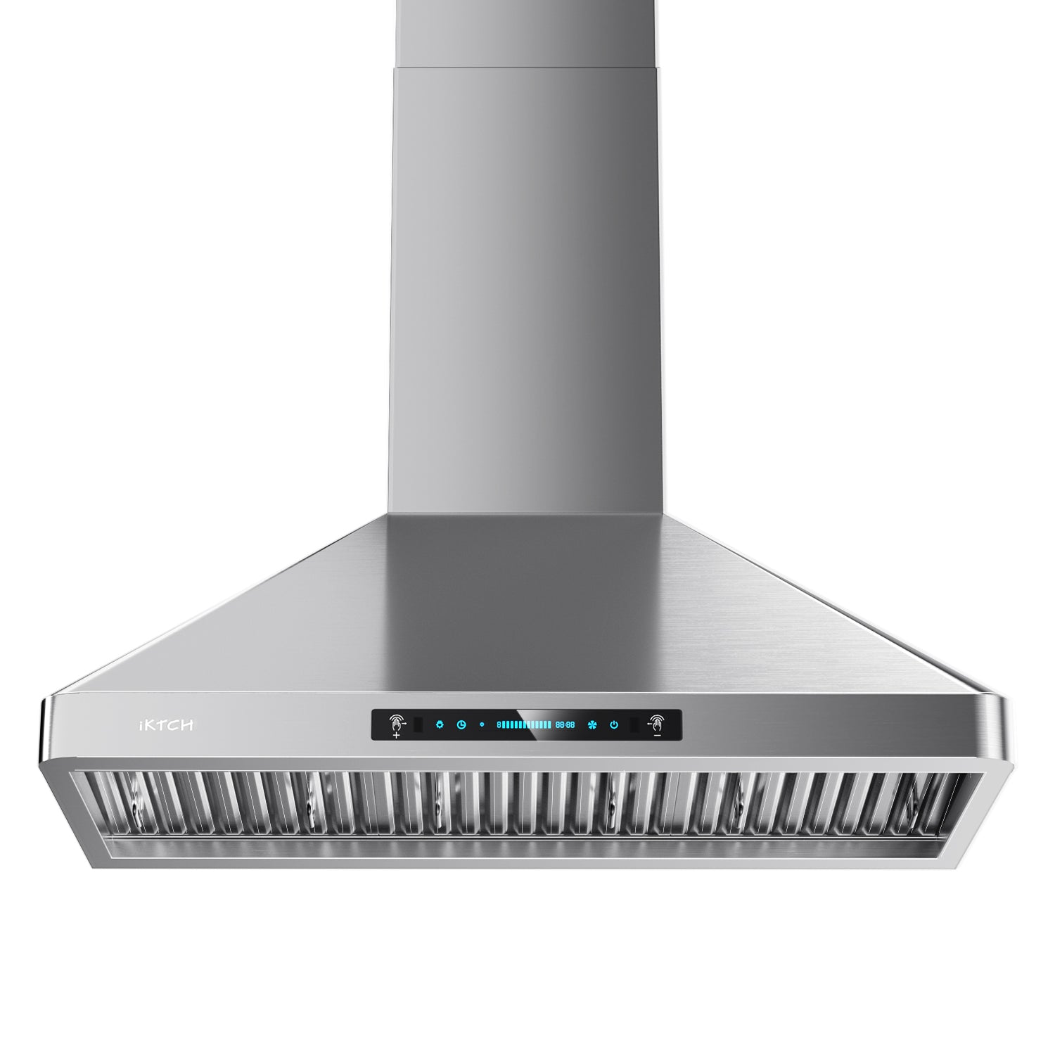 IKTCH Wall Mount Range Hood, 900 CFM Ducted/Ductless with 4 Speed Fan,