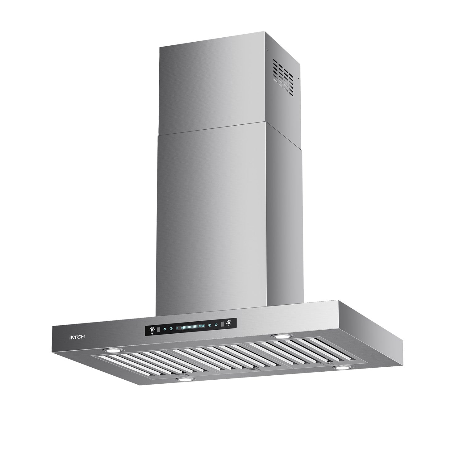 IKTCH Upgrated Island Mount Range Hood, 900 CFM Ducted Range Hood with 4 Speed Fan, Stainless Steel with Gesture Sensing & Touch Control Making life Smarter IKIS02