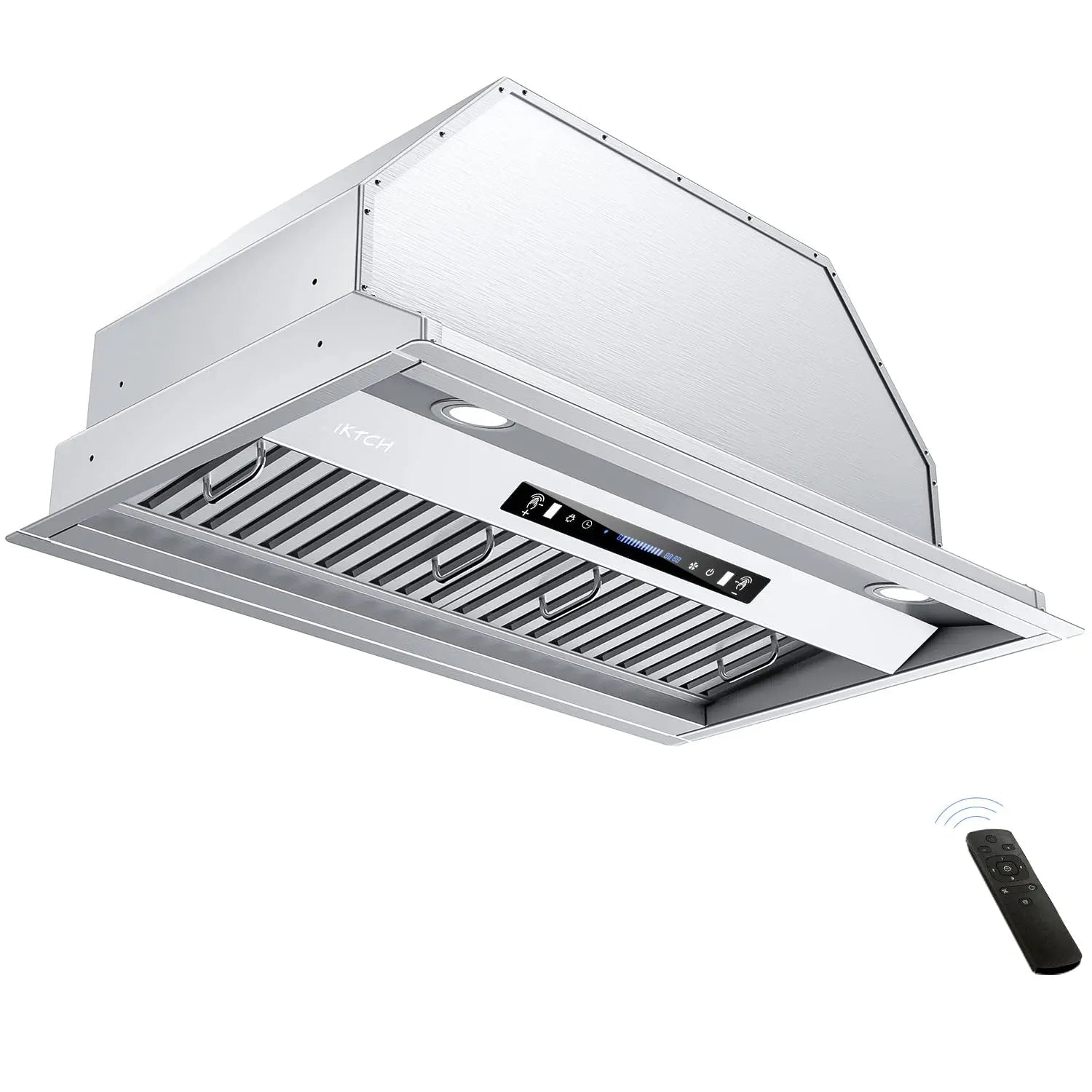 IKTCH IKC02-30B IKTcH Upgrated 30Under cabinet Range Hood, 900 cFM Ducted Range  Hood with 4 Speed Fan, Black Stainless Steel & Tempered glass Ra