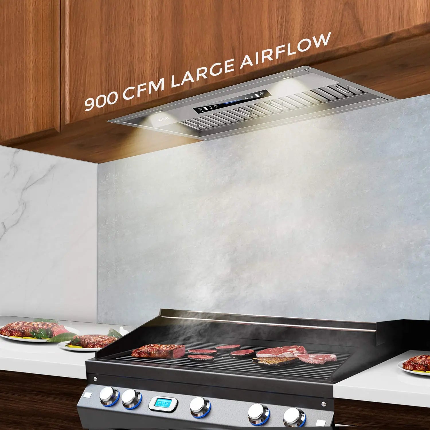 IKTCH 42 Inch Under Under Cabinet Range Hood with 900-CFM, 4 Speed