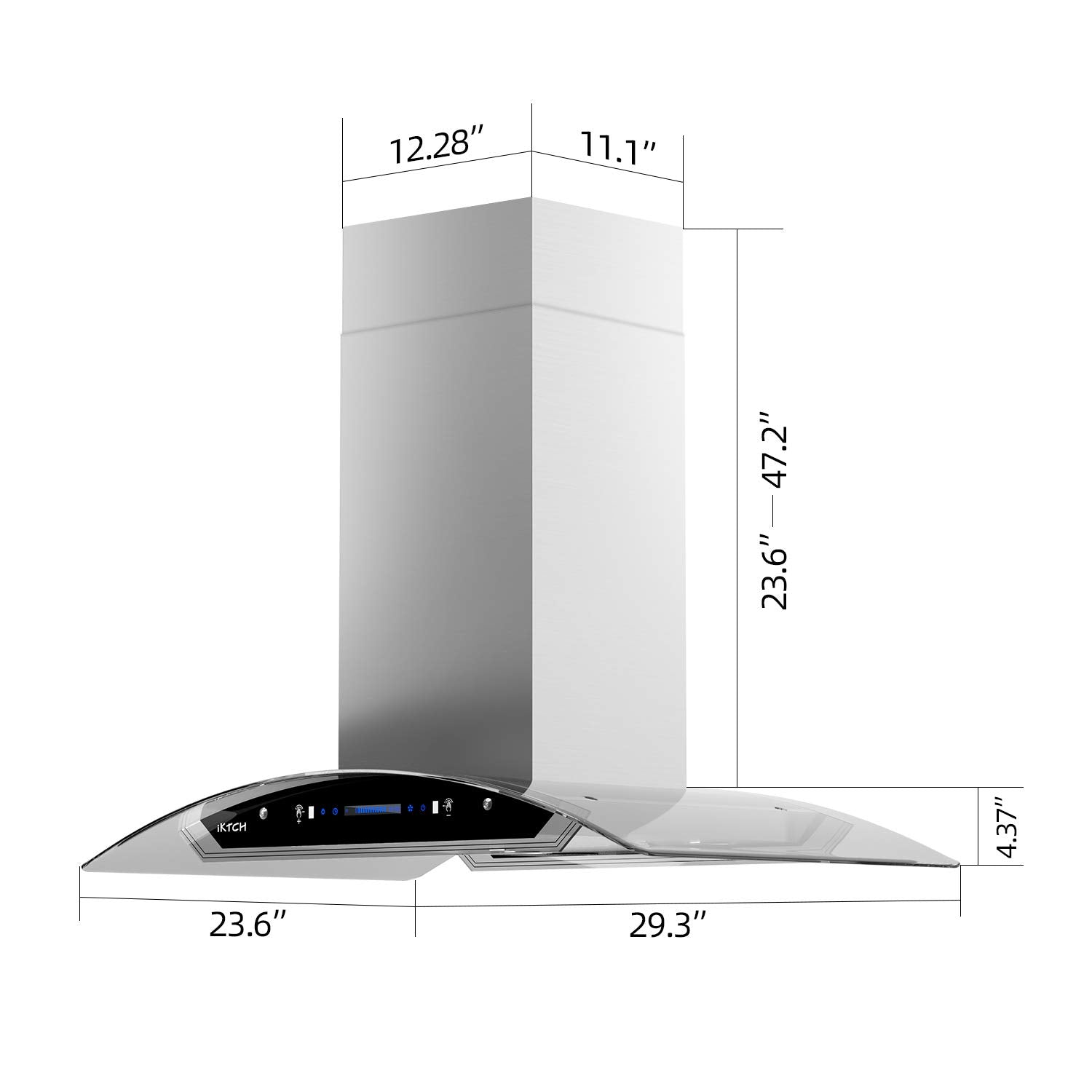 IKTCH Island Range Hood Upgrated , 900 CFM Ducted Range Hood with 4 Speed  Fan US