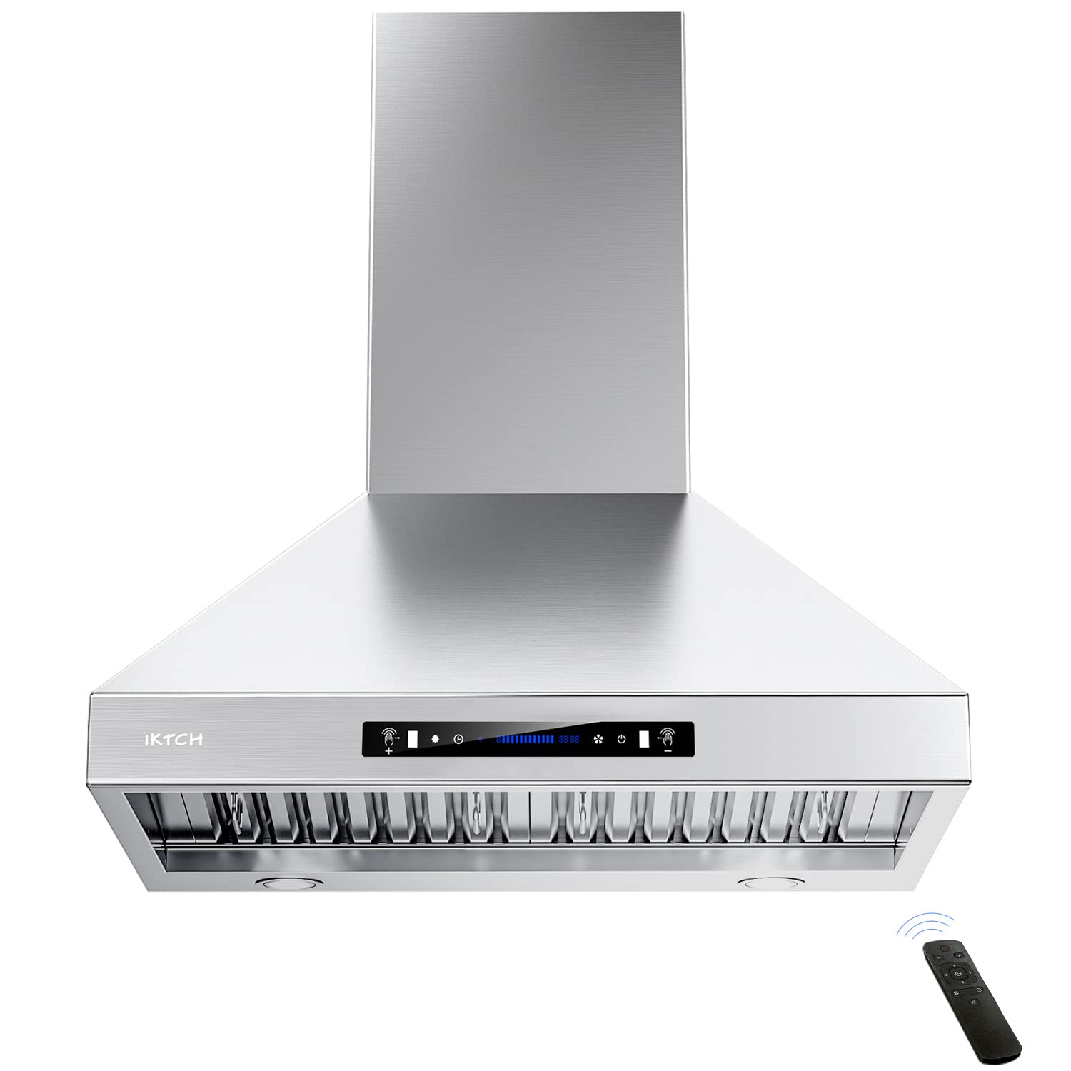 IKTCH 28 in. 900 CFM Ducted Insert with LED 4 Speed Gesture Sensing and Touch Control Panel Range Hood in Stainless Steel